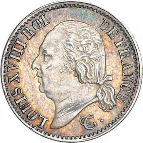 1/4 Franc Obverse Image minted in FRANCE in 1824A (1814-1824 - Louis XVIII)  - The Coin Database