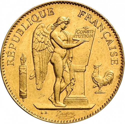 50 Francs Obverse Image minted in FRANCE in 1878A (1871-1940 - Third Republic)  - The Coin Database