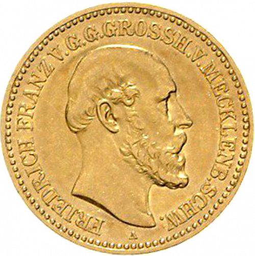 10 Mark Obverse Image minted in GERMANY in 1878A (1871-18 - Empire MECKLENBURG-SCHWERIN)  - The Coin Database