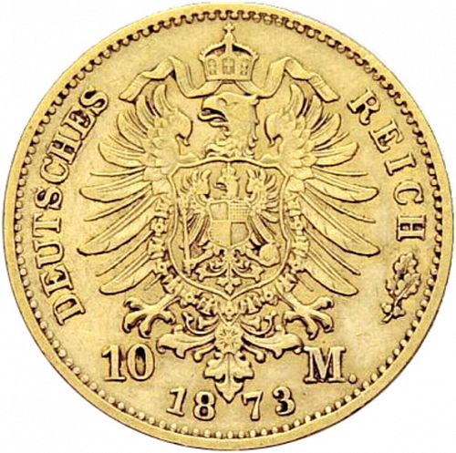 10 Mark Reverse Image minted in GERMANY in 1873H (1871-18 - Empire HESSE-DARMSTATDT)  - The Coin Database