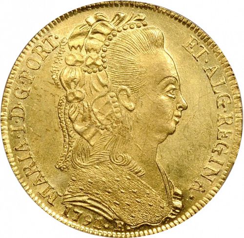 6400 Réis ( Peça ) Obverse Image minted in PORTUGAL in 1791R (1786-99 - Maria I)  - The Coin Database