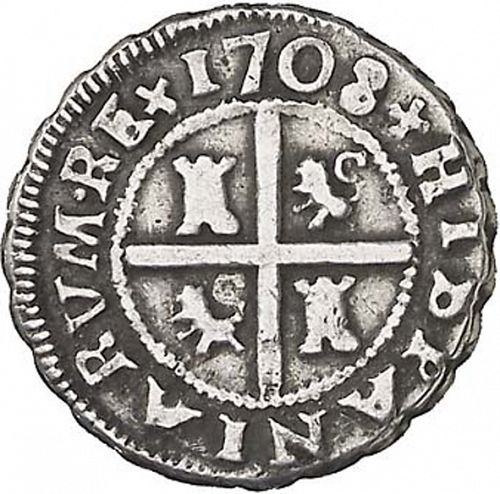 1 Real Reverse Image minted in SPAIN in 1708M (1700-46  -  FELIPE V)  - The Coin Database