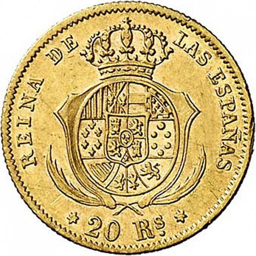 20 Reales Reverse Image minted in SPAIN in 1862 (1849-64  -  ISABEL II - Decimal Coinage)  - The Coin Database