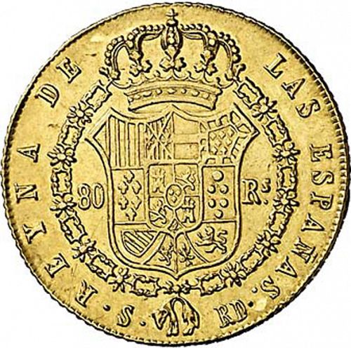 80 Reales Reverse Image minted in SPAIN in 1840RD (1833-48  -  ISABEL II)  - The Coin Database